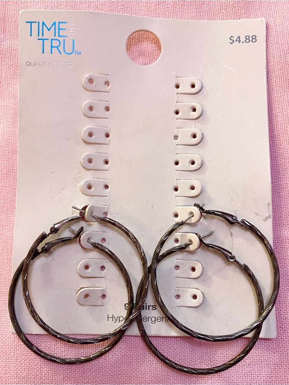 Time and Tru Gunmetal Twisted Hoop Earrings